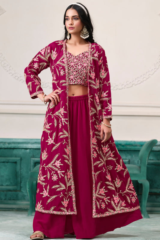 A wine-colored salwar kameez exudes elegance and sophistication