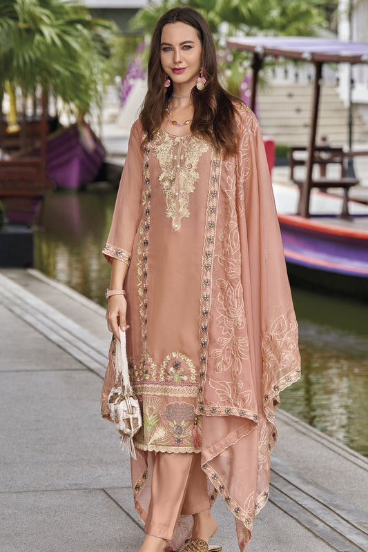 Pink salwar kameez is cheerful and lovely. Perfect for celebrations.
