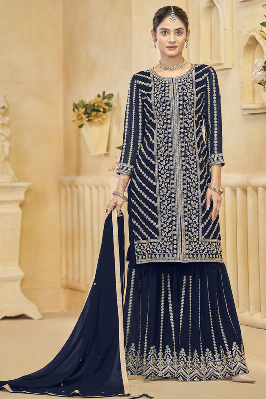 Blue salwar kameez feels calm and confident. Light or dark blue suits any time.
