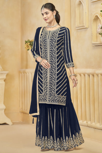 Blue salwar kameez feels calm and confident. Light or dark blue suits any time.
