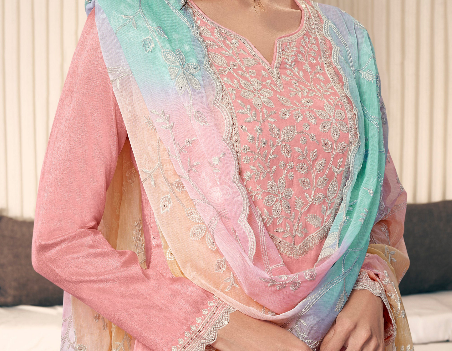 Orange salwar kameez is bright and lively. Perfect for festivals and happy events.
