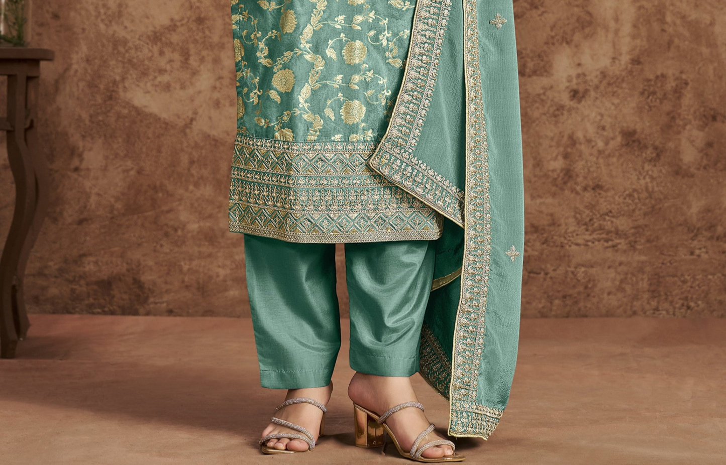 Pistachio Salwar Kameez With Dupatta For Festival Like Eid And Diwali