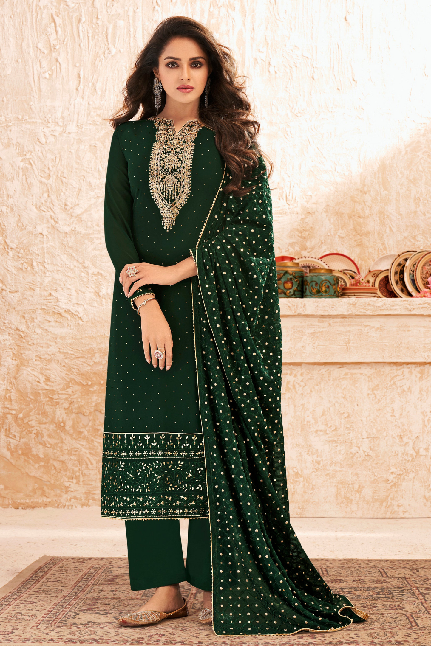 Green salwar kameez feels fresh and peaceful, perfect for festive mornings or nature-inspired celebrations.