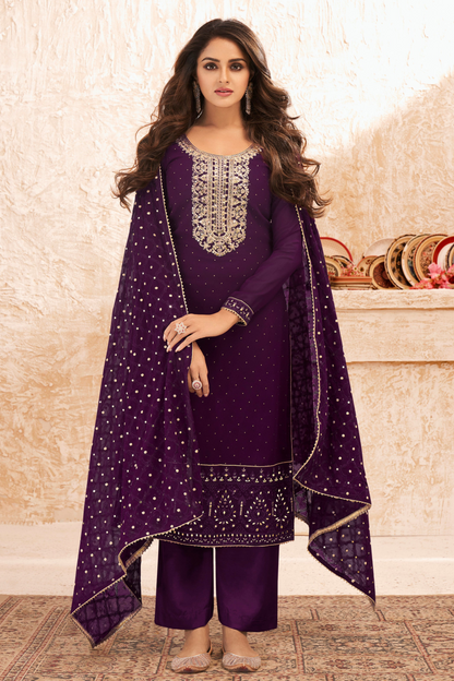 Purple salwar kameez looks royal and elegant. From light to dark purple.
