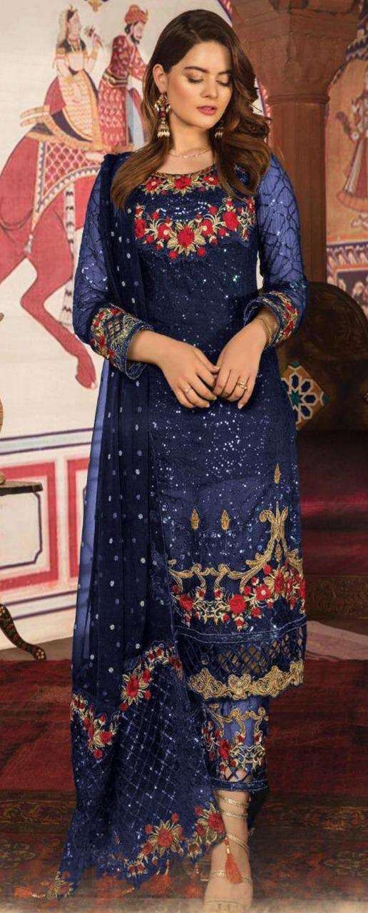 Blue salwar kameez feels calm and confident. Light or dark blue suits any time.
