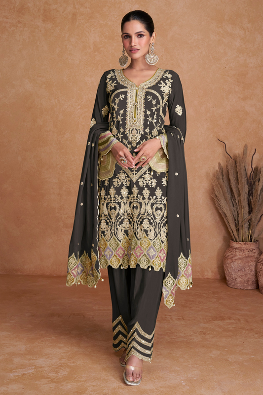 Black Embroidered Salwar Kameez with Dupatta for Indian Weddings - Ready to Wear Ethnic Outfit USA Canada