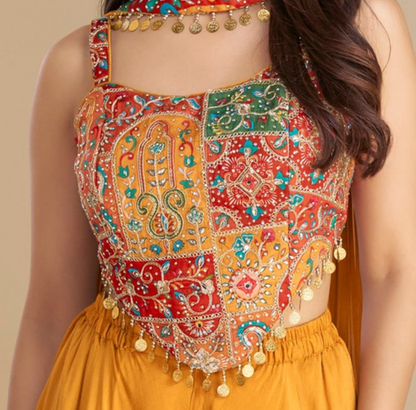 Orange Punjabi Palazzo Suit Indian Wedding Party Wear Women