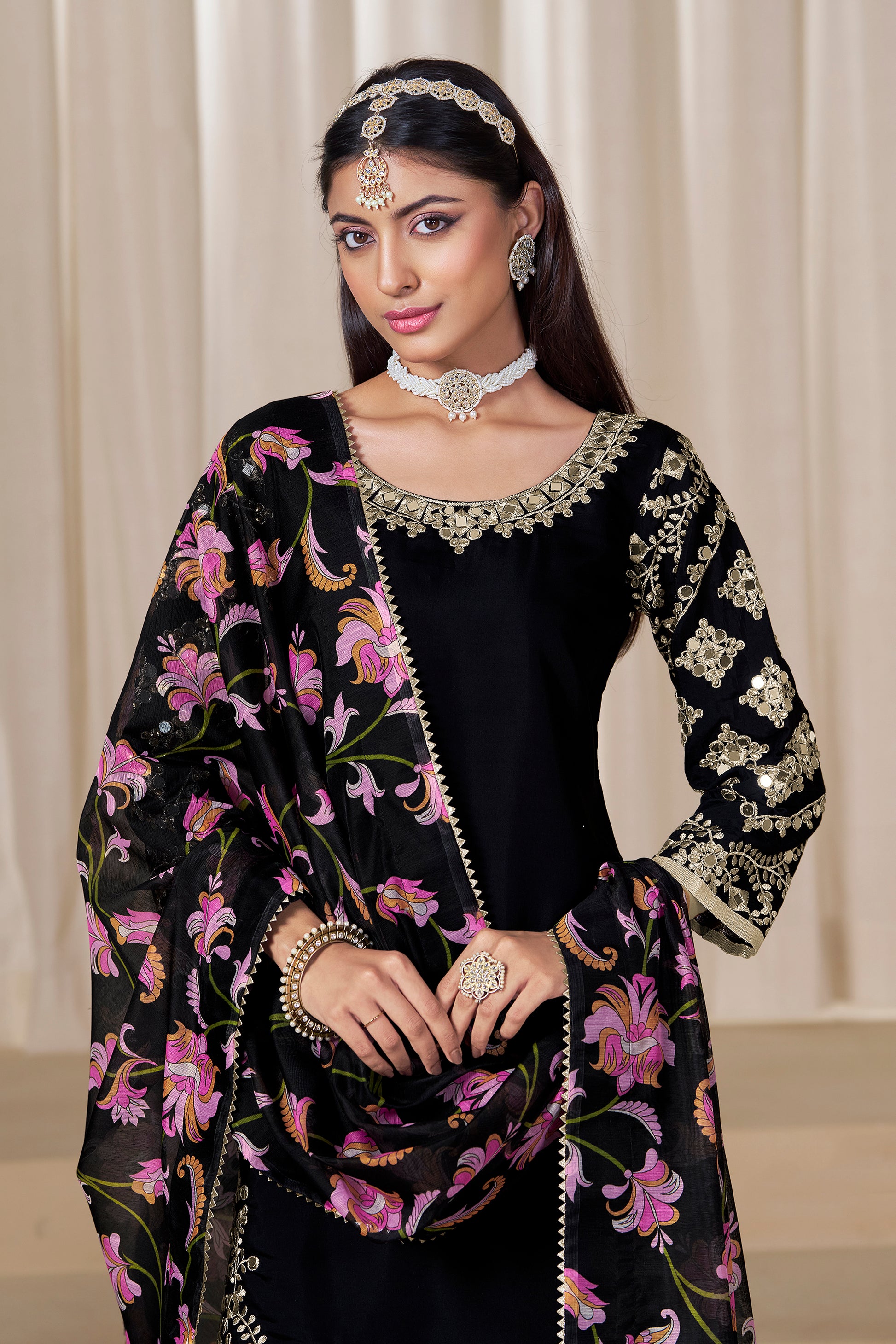 Women's Wear Ethnic Party Wear Salwar Kameez Suits Punjabi Lohri Special Black Patiyala Dupatta Dresses