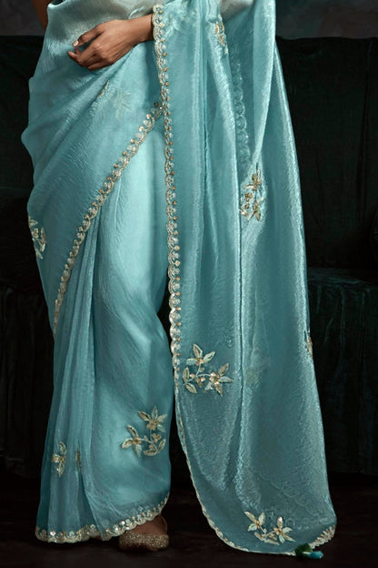 Blue Saree offers calm elegance – a versatile pick for every occasion.
