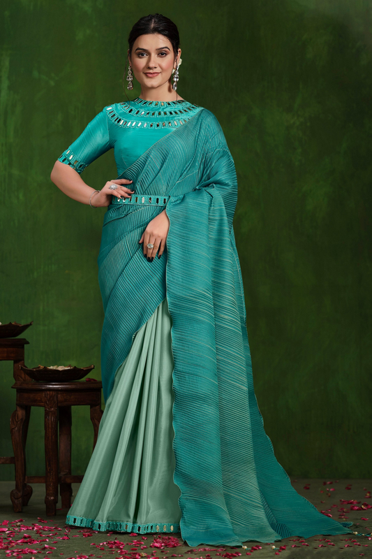 Blue Saree offers calm elegance – a versatile pick for every occasion.
