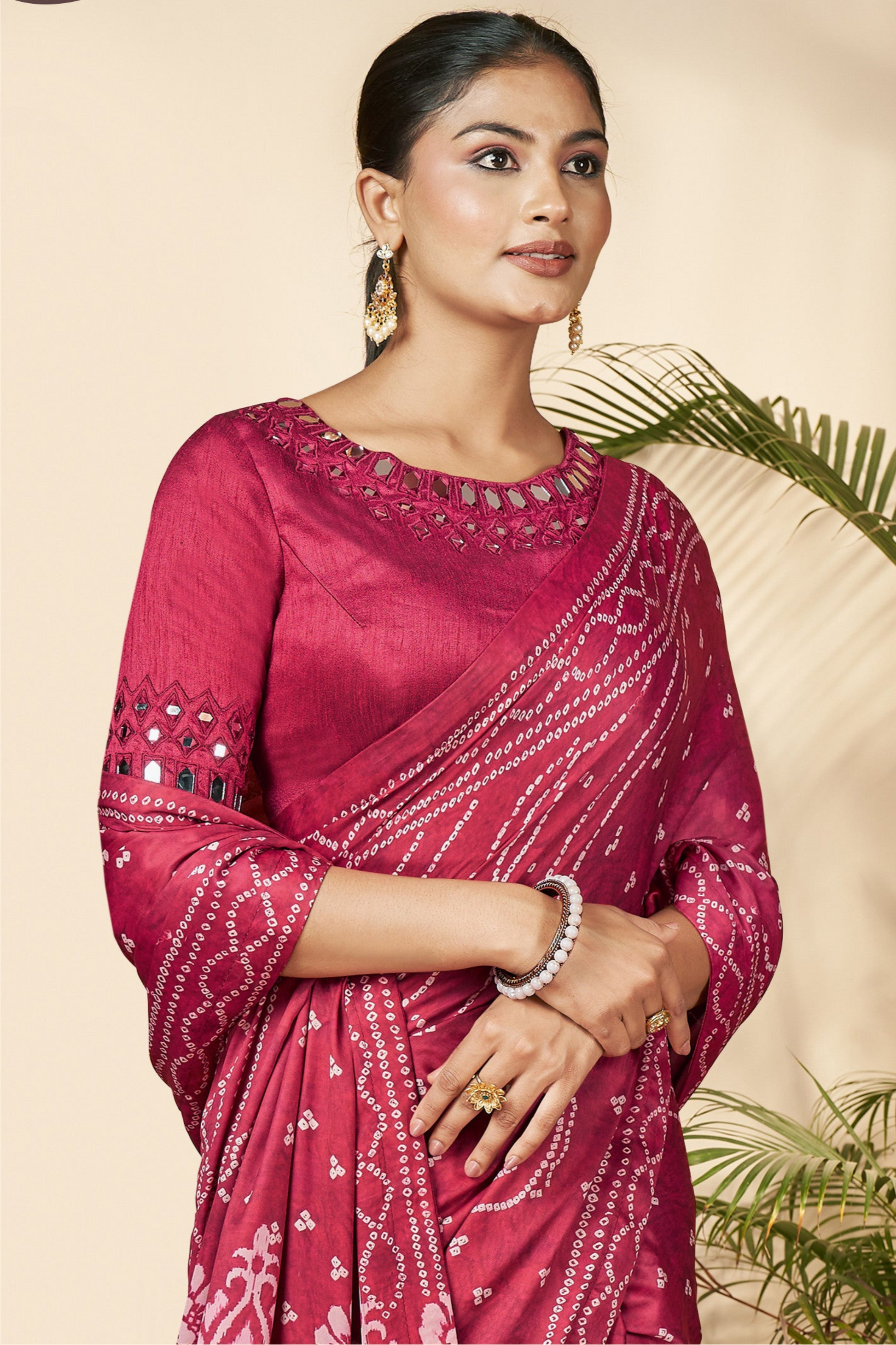 Pink Saree reflects softness and charm – perfect for graceful day functions.
