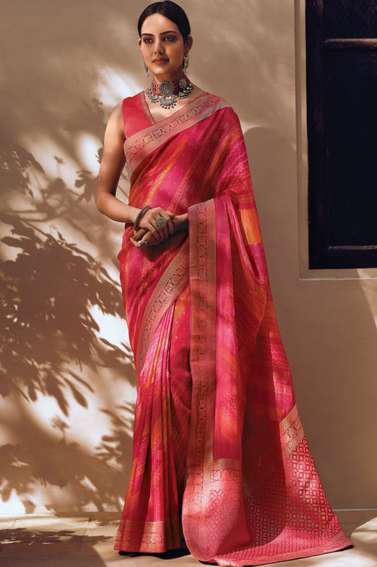 Pink Saree reflects softness and charm – perfect for graceful day functions.
