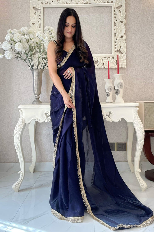 Blue Saree offers calm elegance – a versatile pick for every occasion.
