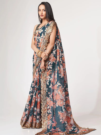 Blue Saree offers calm elegance – a versatile pick for every occasion.
