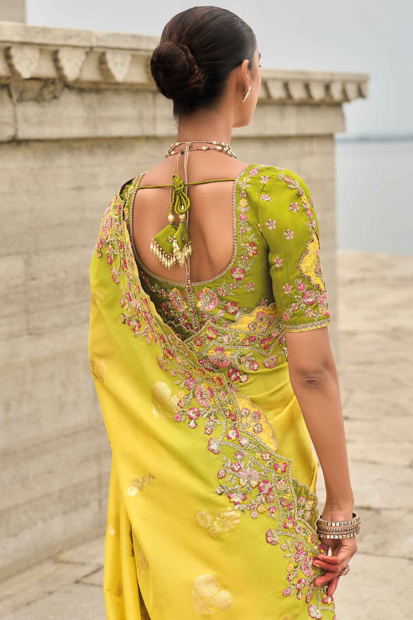 Yellow Saree brings sunshine and joy – ideal for Haldi, Eid, or summer events.
