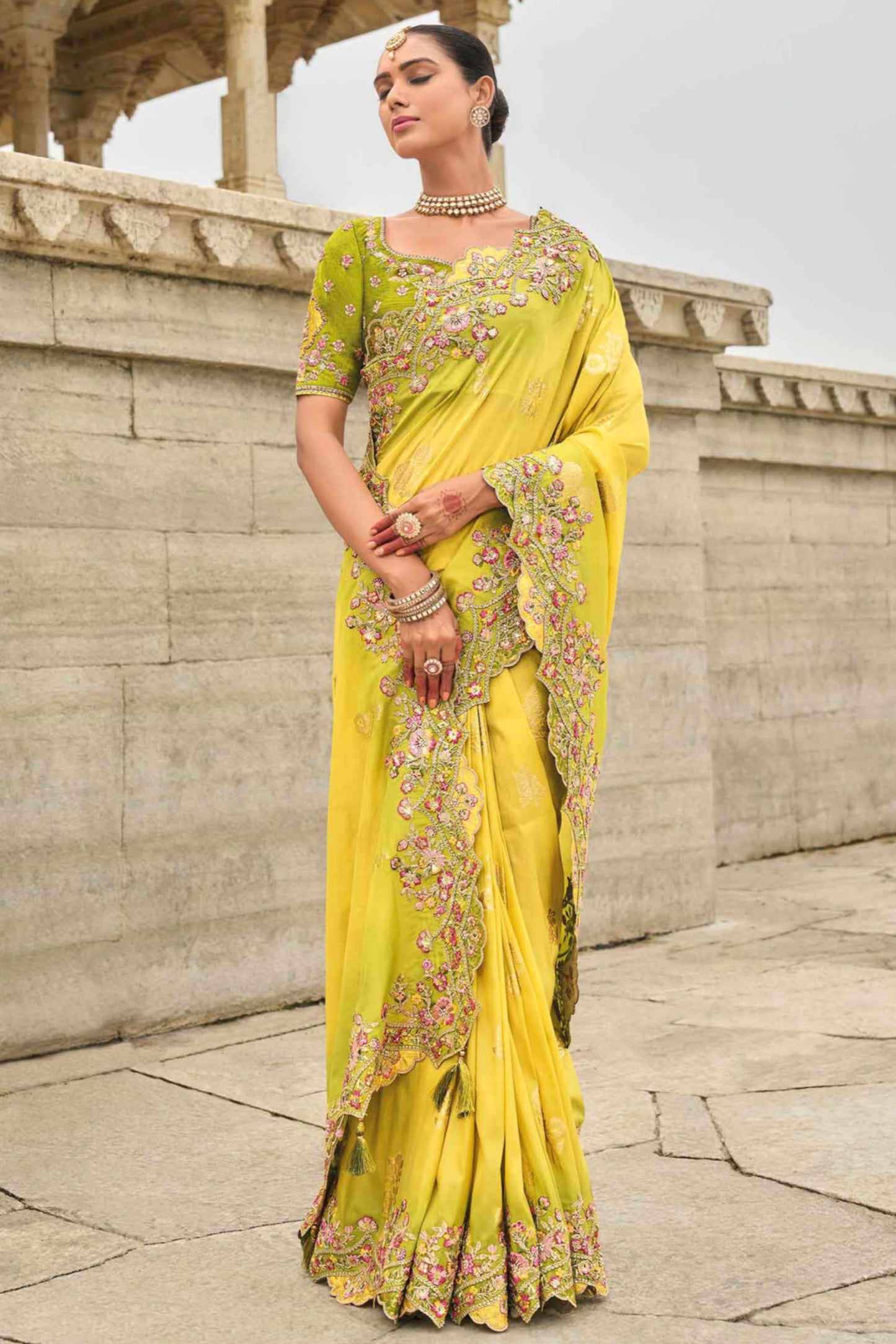 Yellow Saree brings sunshine and joy – ideal for Haldi, Eid, or summer events.
