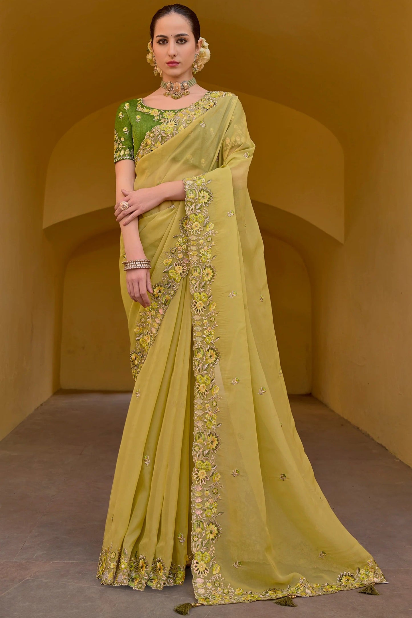 Yellow Saree brings sunshine and joy – ideal for Haldi, Eid, or summer events.
