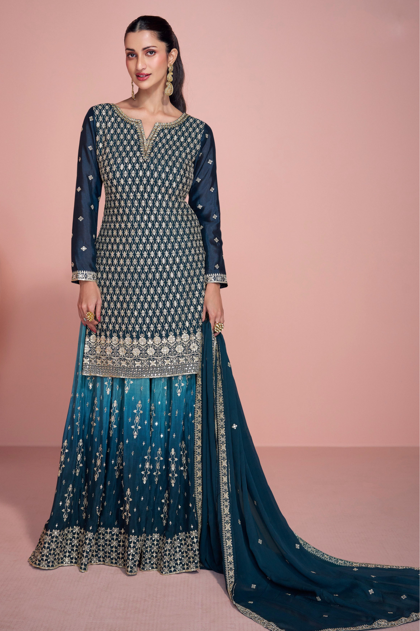 Fancy Sharara Kameez Outfit For Diwali Functions USA
