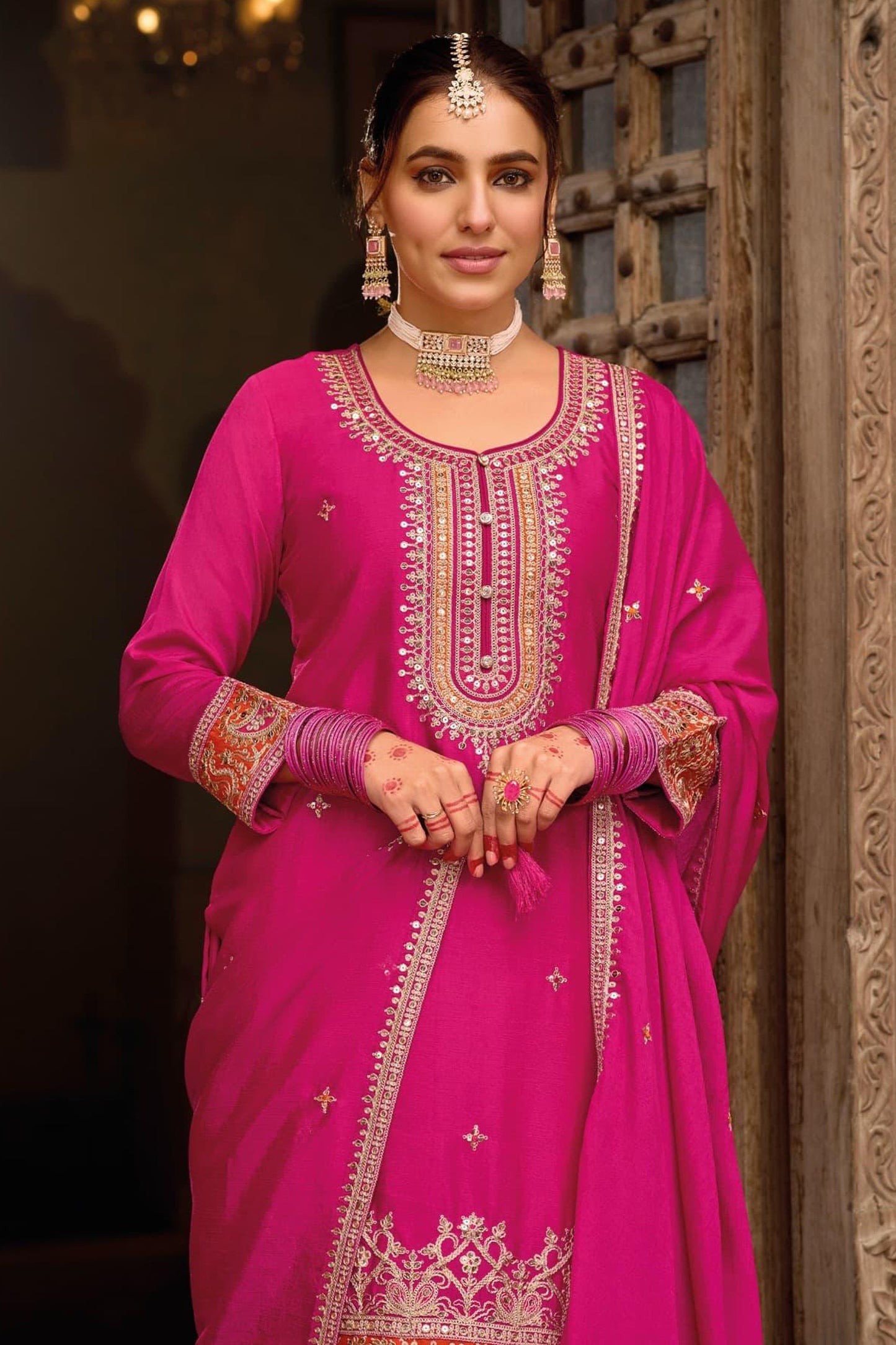 Modern Pink Salwar Kameez Palazzo with Dupatta for Western Women
