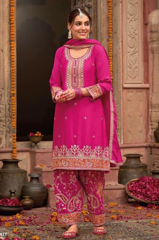 Modern Pink Salwar Kameez Palazzo with Dupatta for Western Women