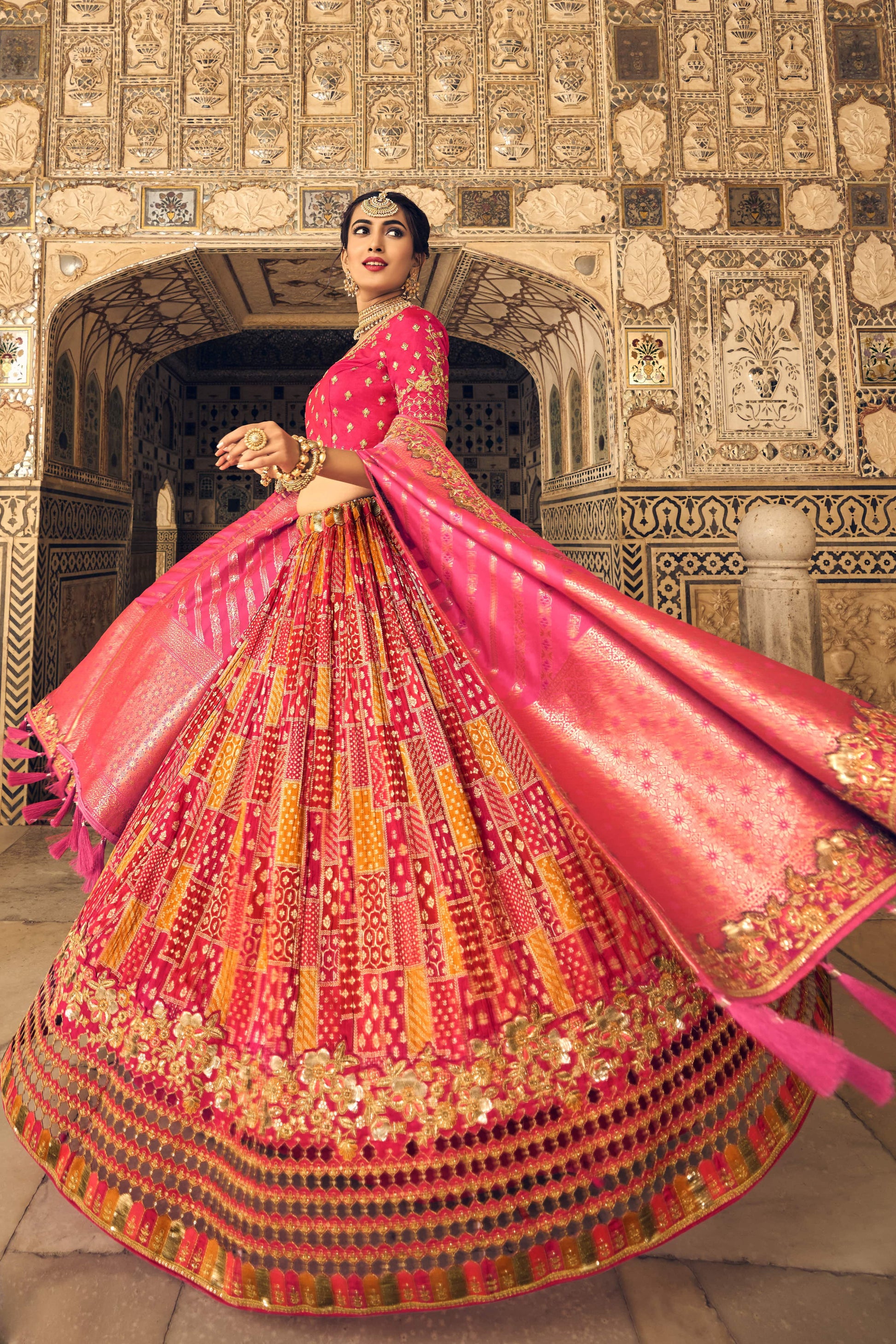 "Lehengas for Indian weddings in the USA."
