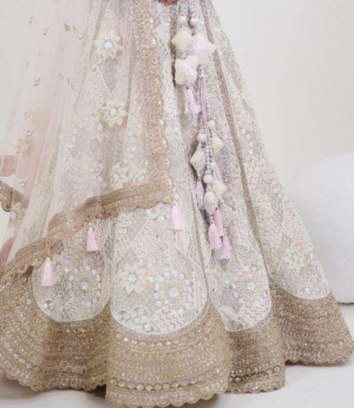 "Stylish lehengas for U.S.-based Indian functions."
