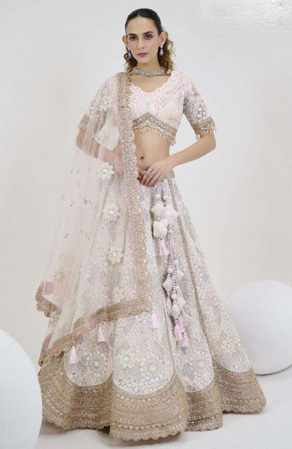 "Stylish lehengas for U.S.-based Indian functions."
