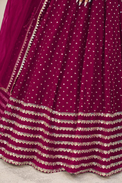 "Celebrate traditions in the USA with our lehengas."
