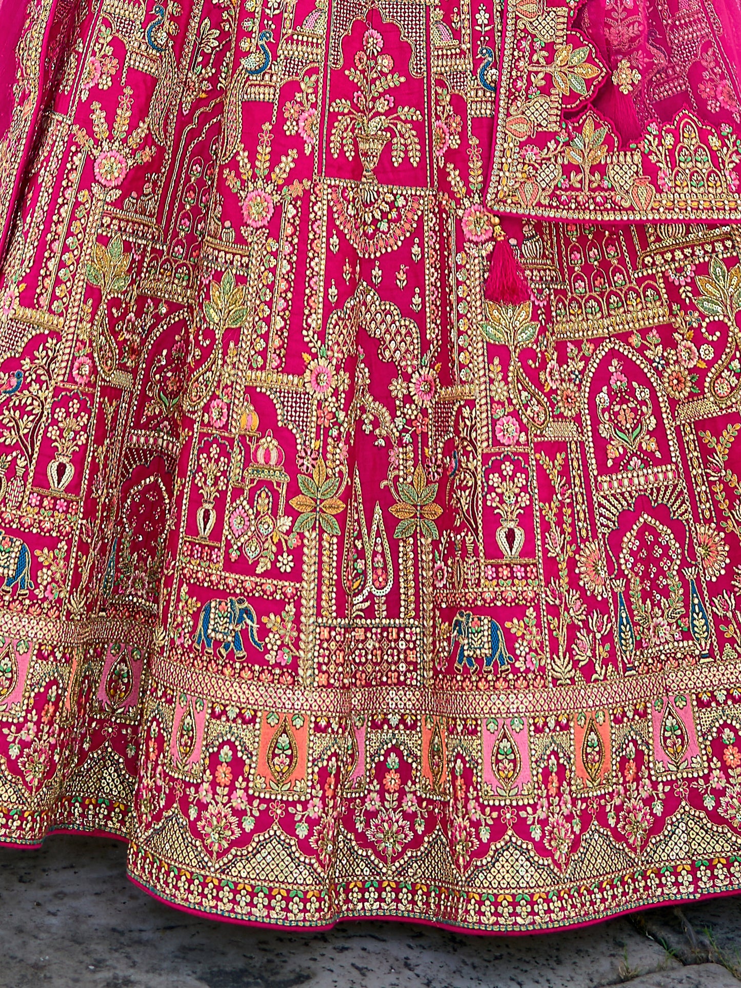 Newest Style Pink Color Sequins Work Bridal Look Lehenga Online In USA