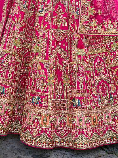Newest Style Pink Color Sequins Work Bridal Look Lehenga Online In USA