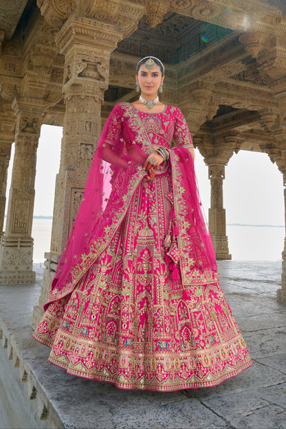 Newest Style Pink Color Sequins Work Bridal Look Lehenga Online In USA