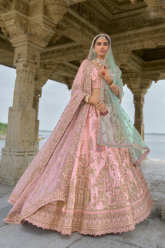 "Elegant lehengas for U.S.-based Indian celebrations."
