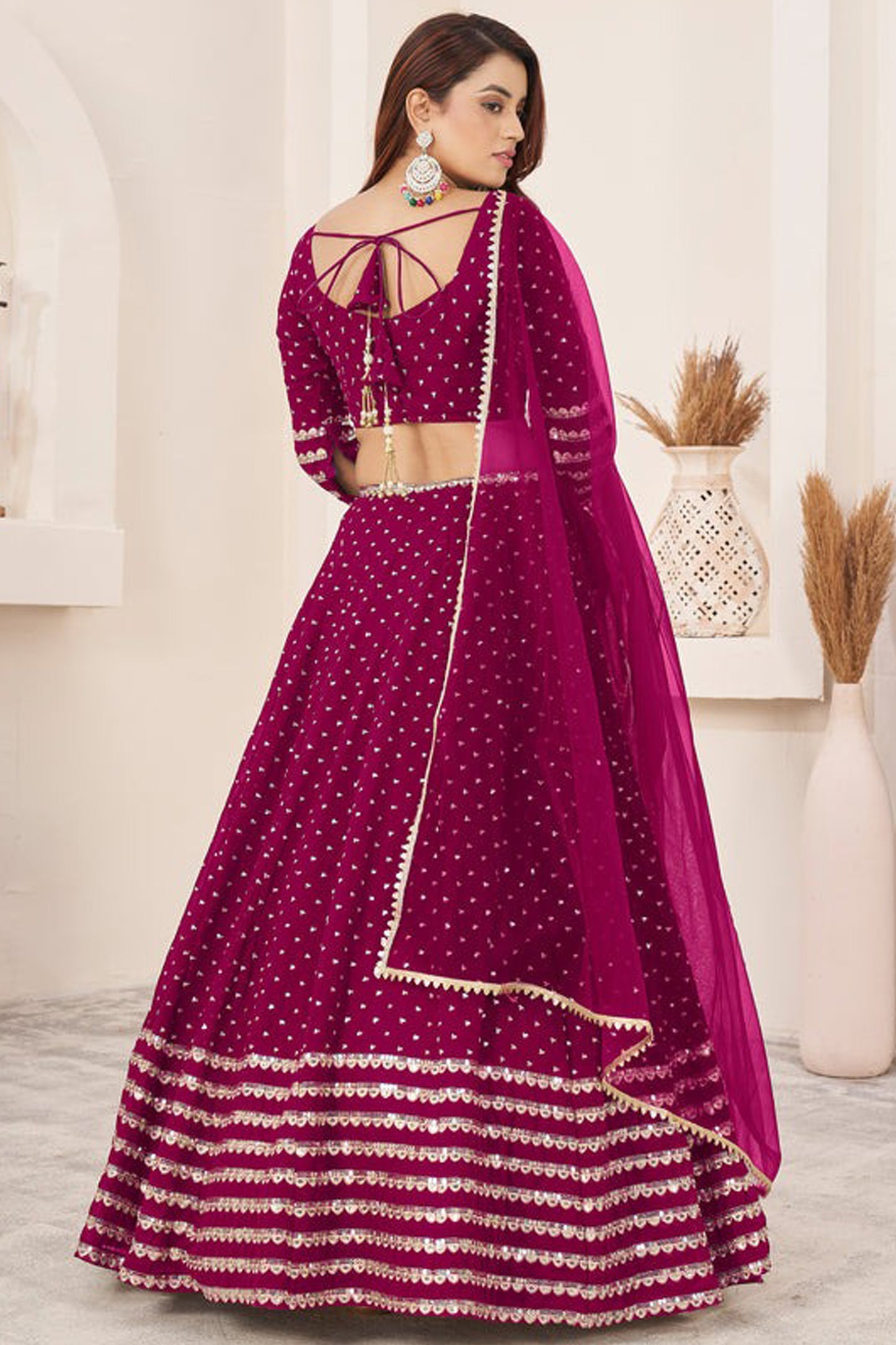 "Celebrate traditions in the USA with our lehengas."
