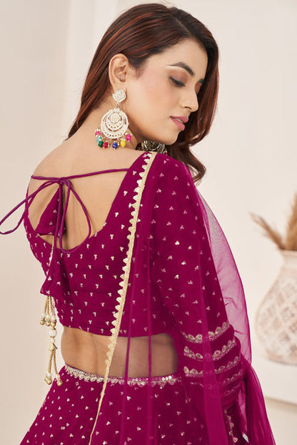 "Celebrate traditions in the USA with our lehengas."

