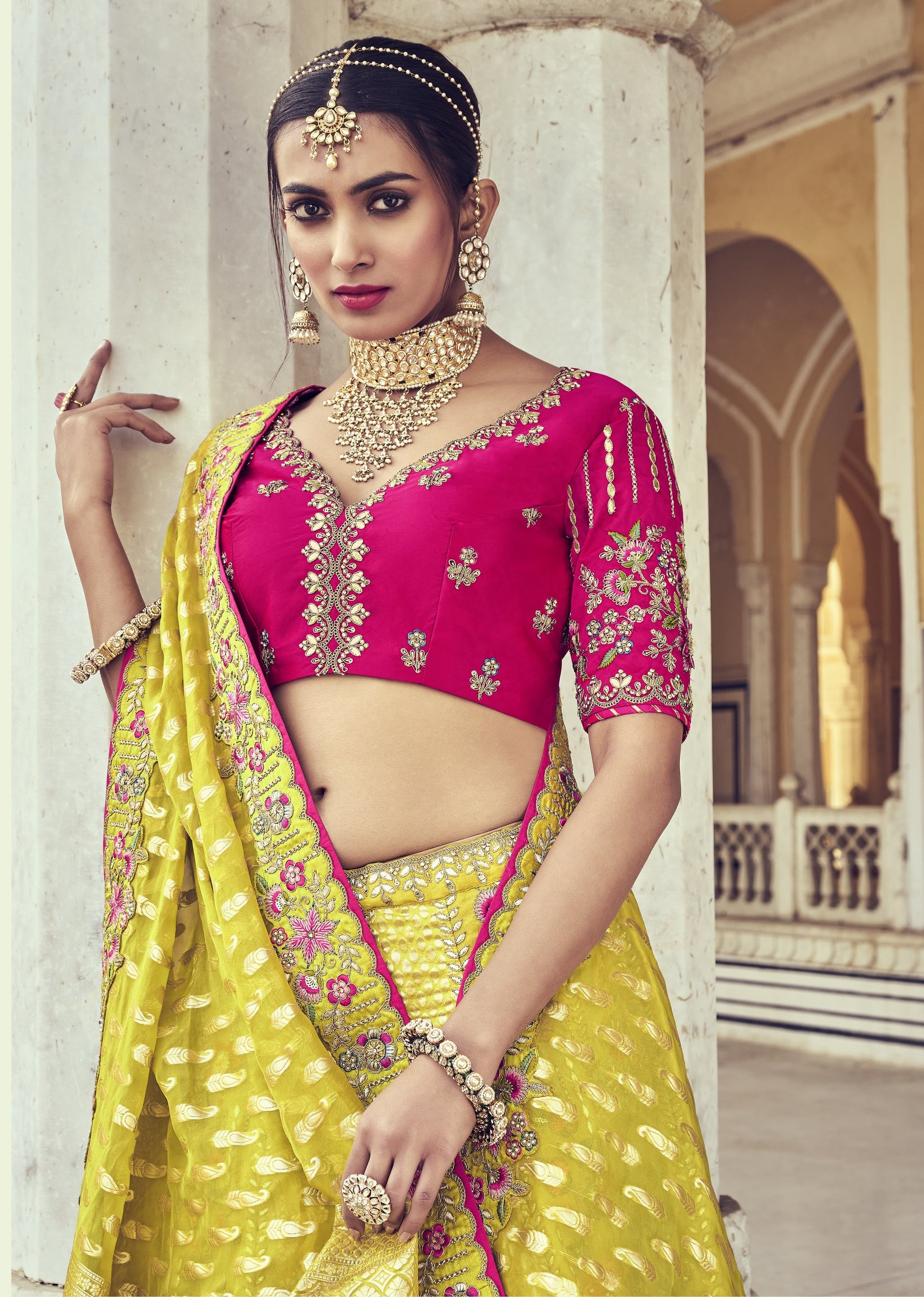 "Traditional lehengas for modern Indian Americans."
