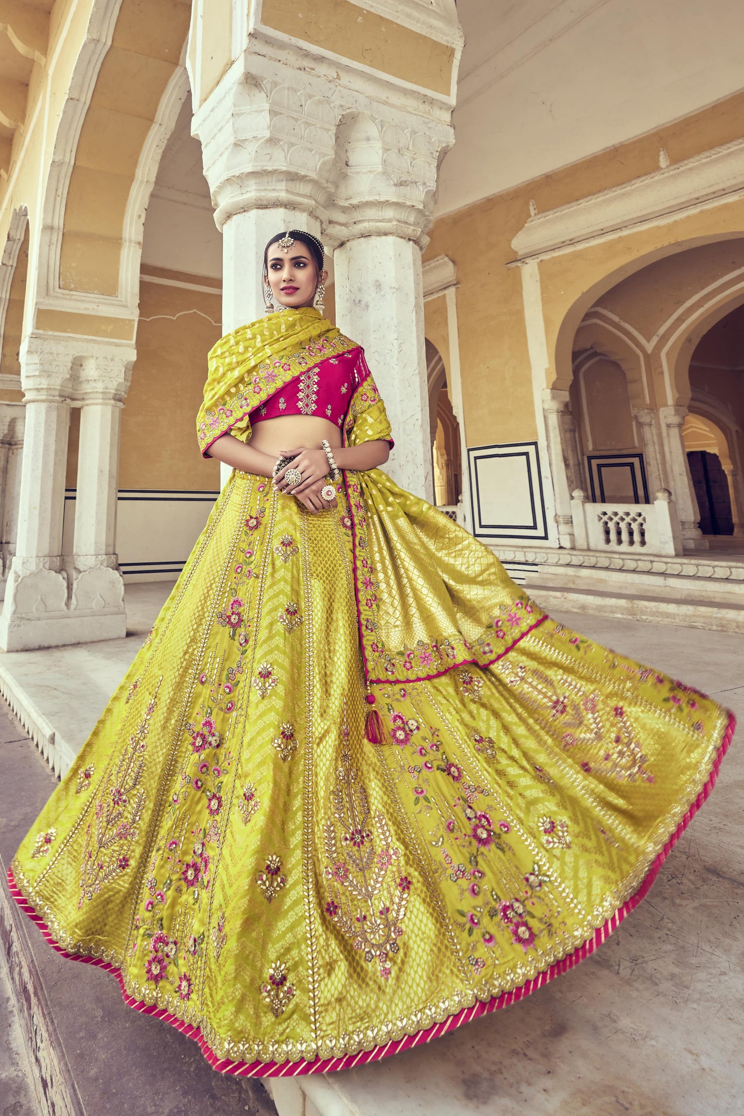 "Traditional lehengas for modern Indian Americans."
