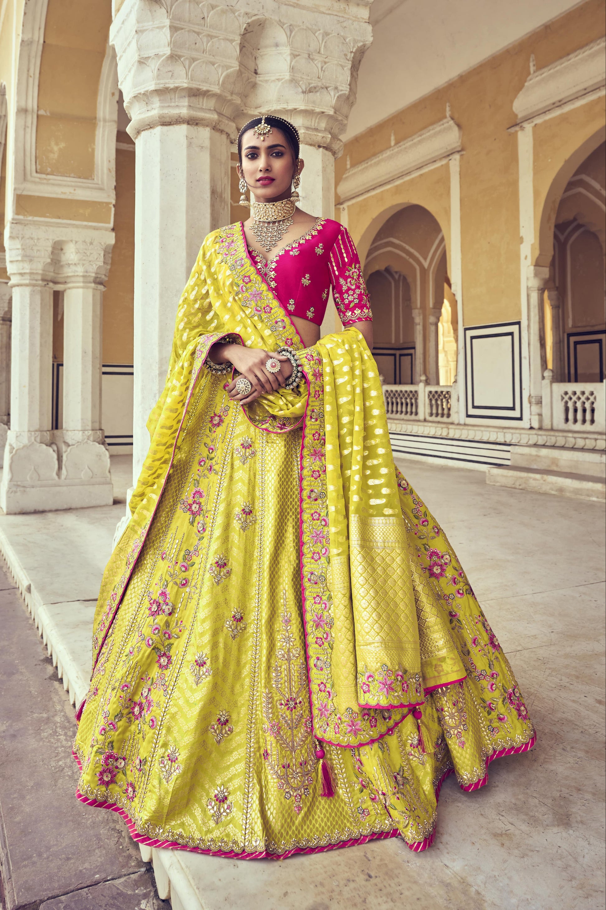 "Traditional lehengas for modern Indian Americans."
