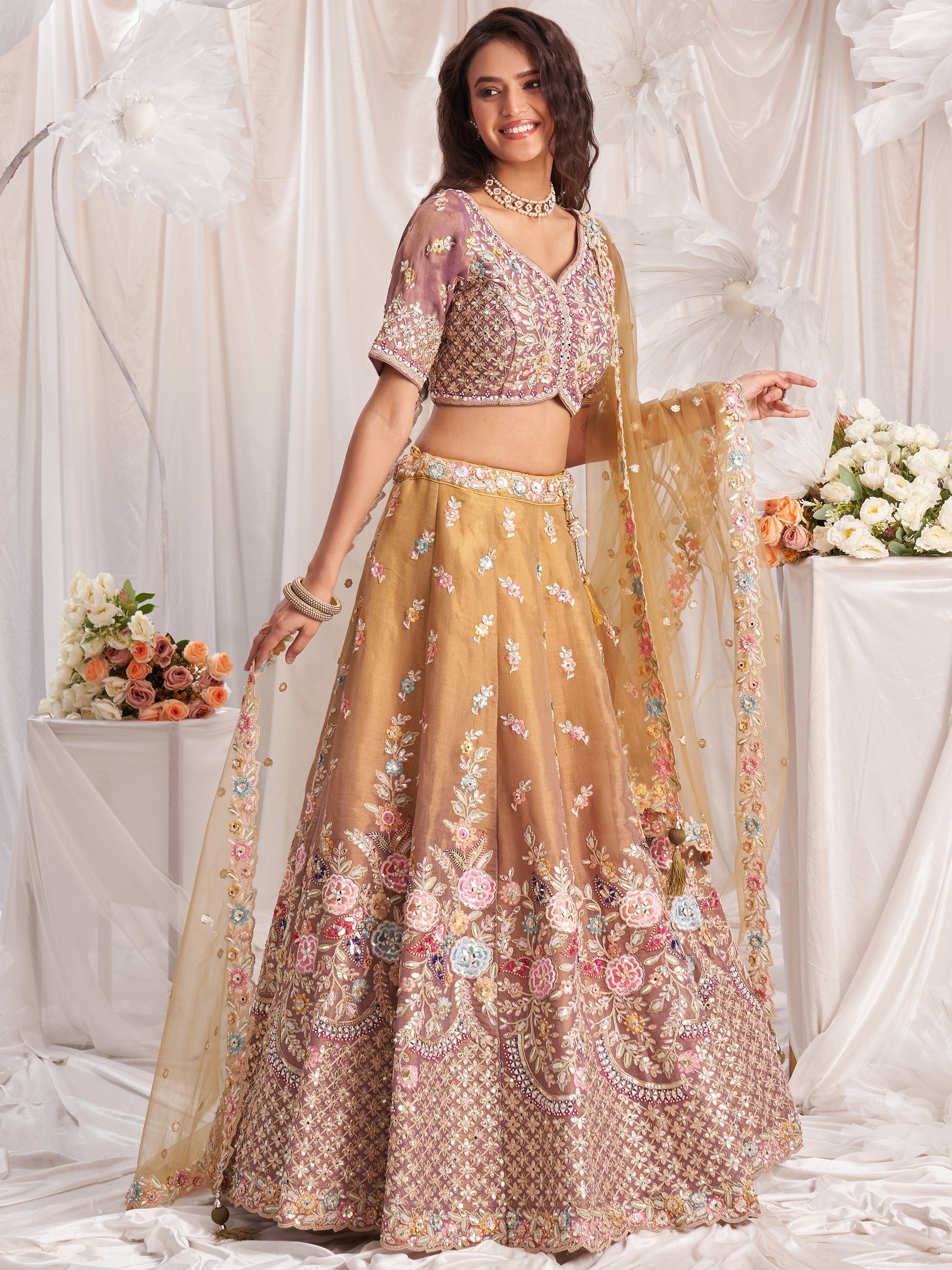 "Lehengas designed for Indian culture in the USA."
