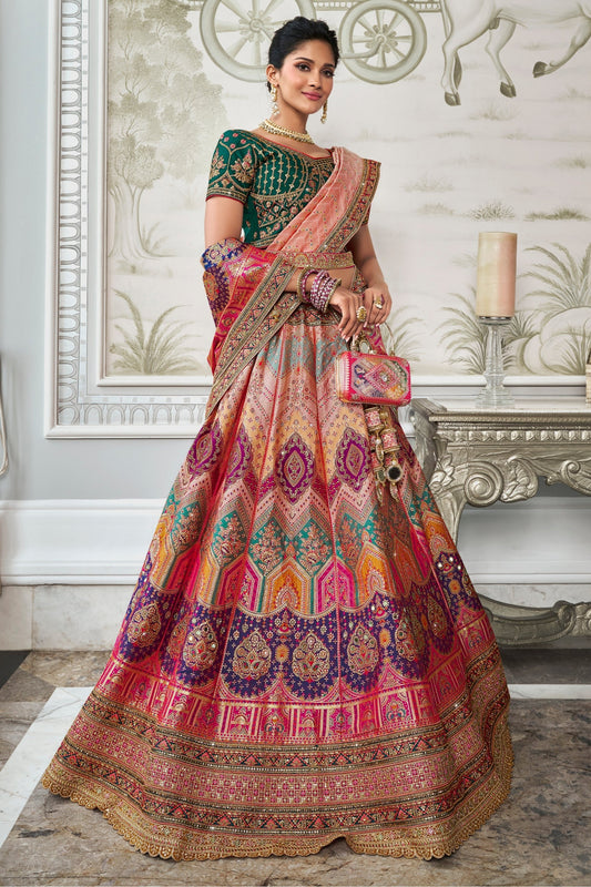 "Elegant lehengas for U.S.-based Indian celebrations."
