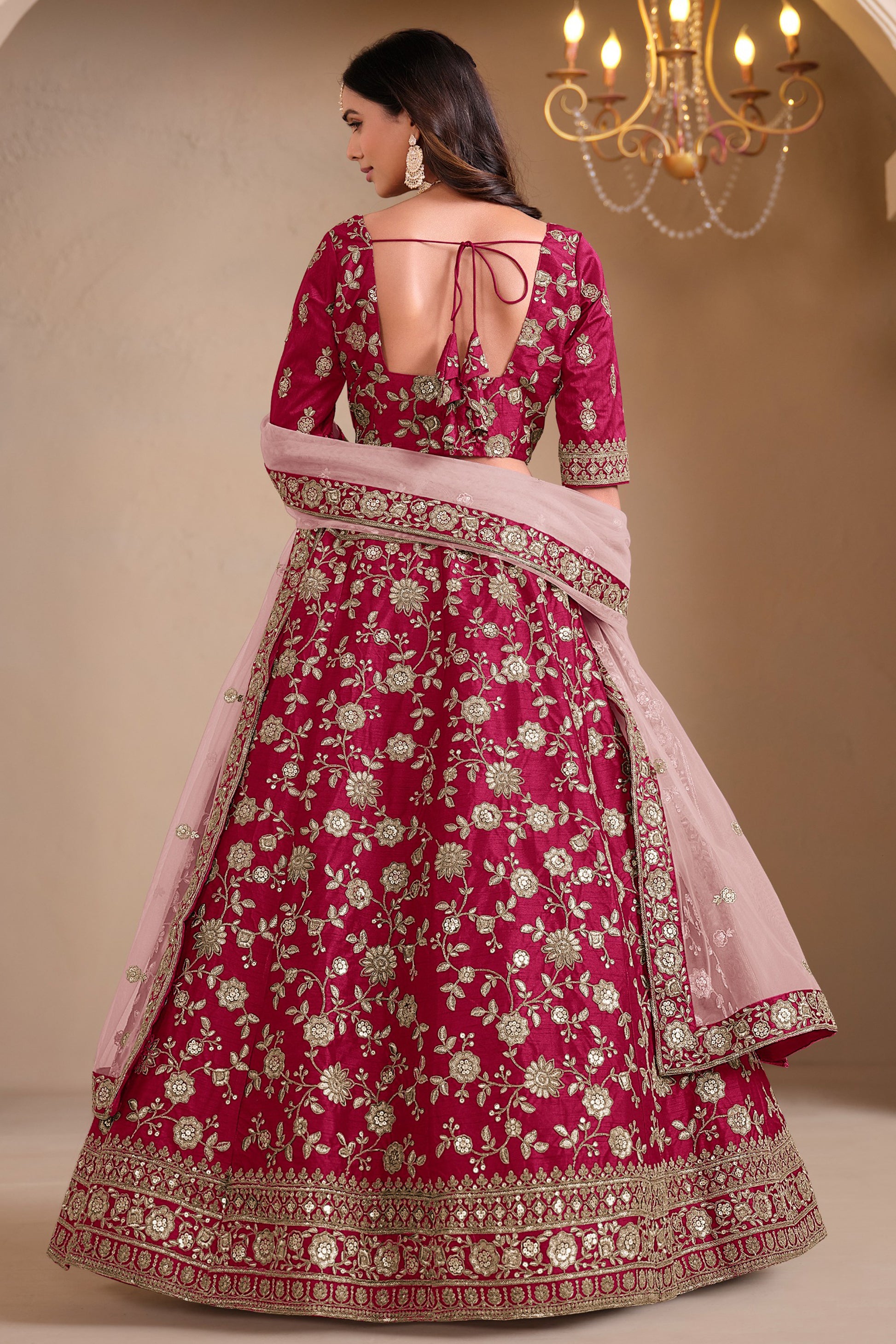 "Elegant lehengas for U.S.-based Indian celebrations."
