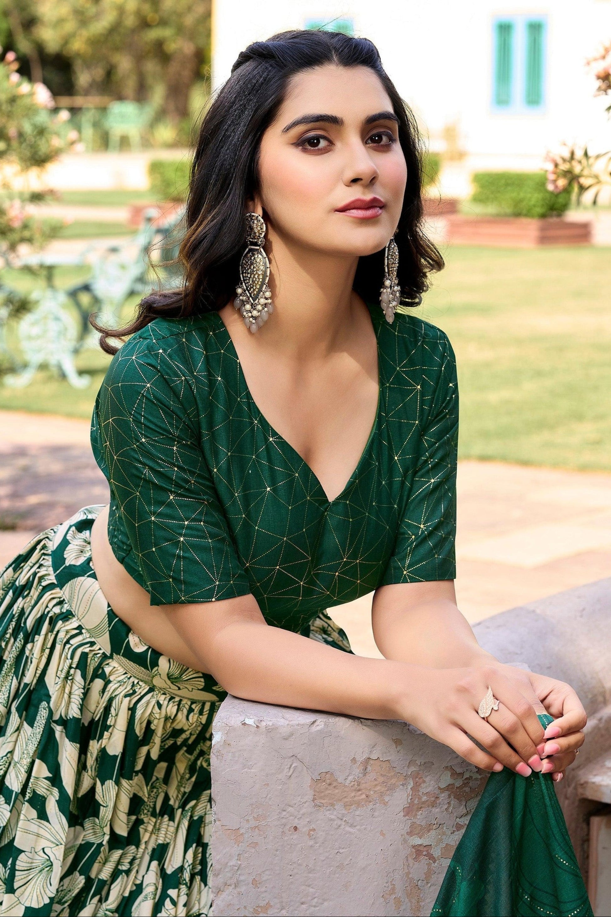 "Elegant lehengas for U.S.-based Indian celebrations."
