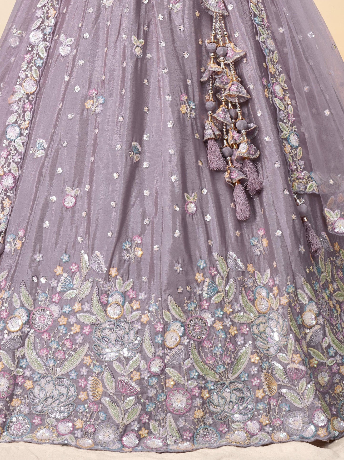 Light purple chiffon lehenga with embroidery and dupatta in Texas