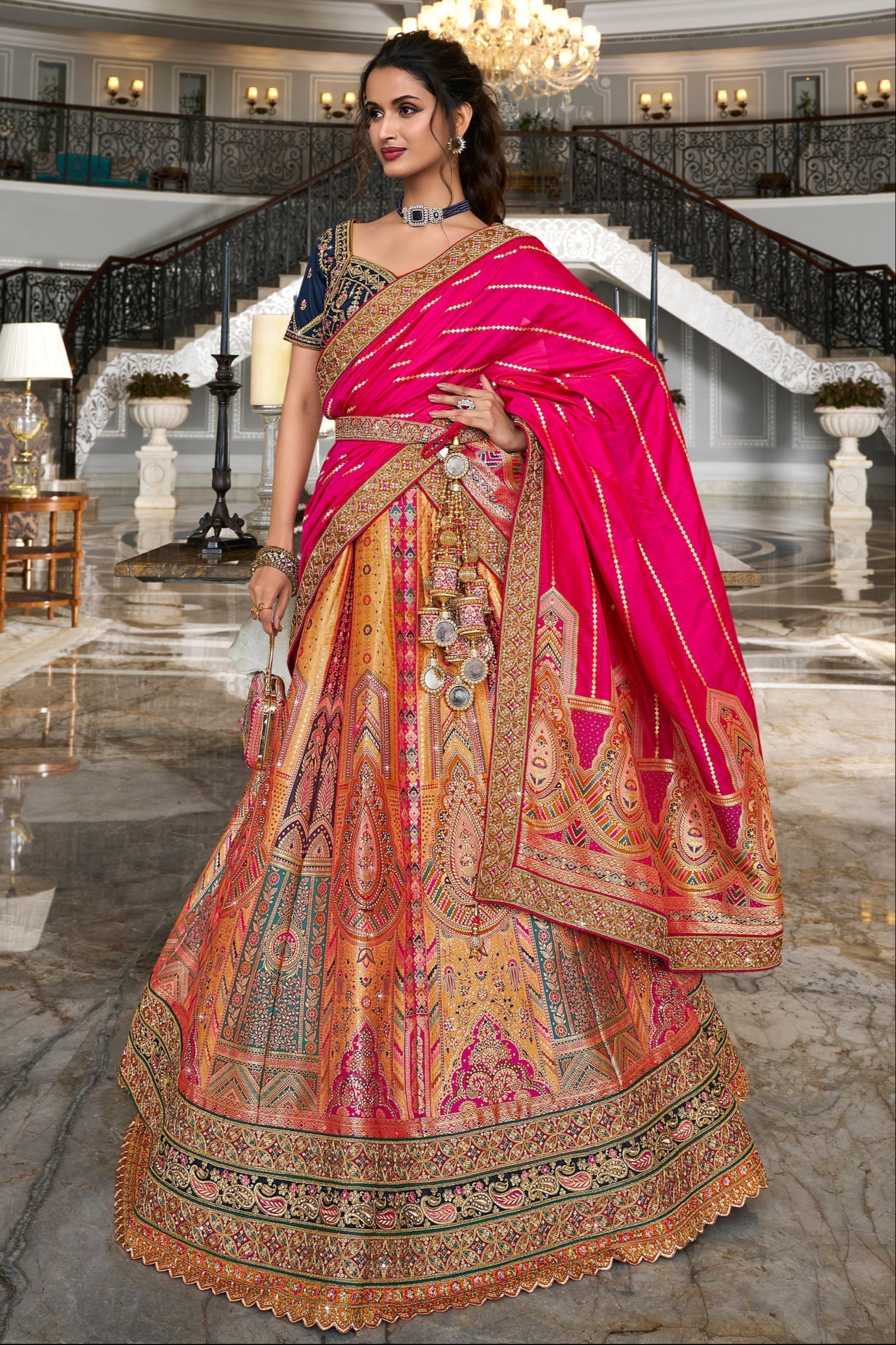 "Desi lehengas for American celebrations."

