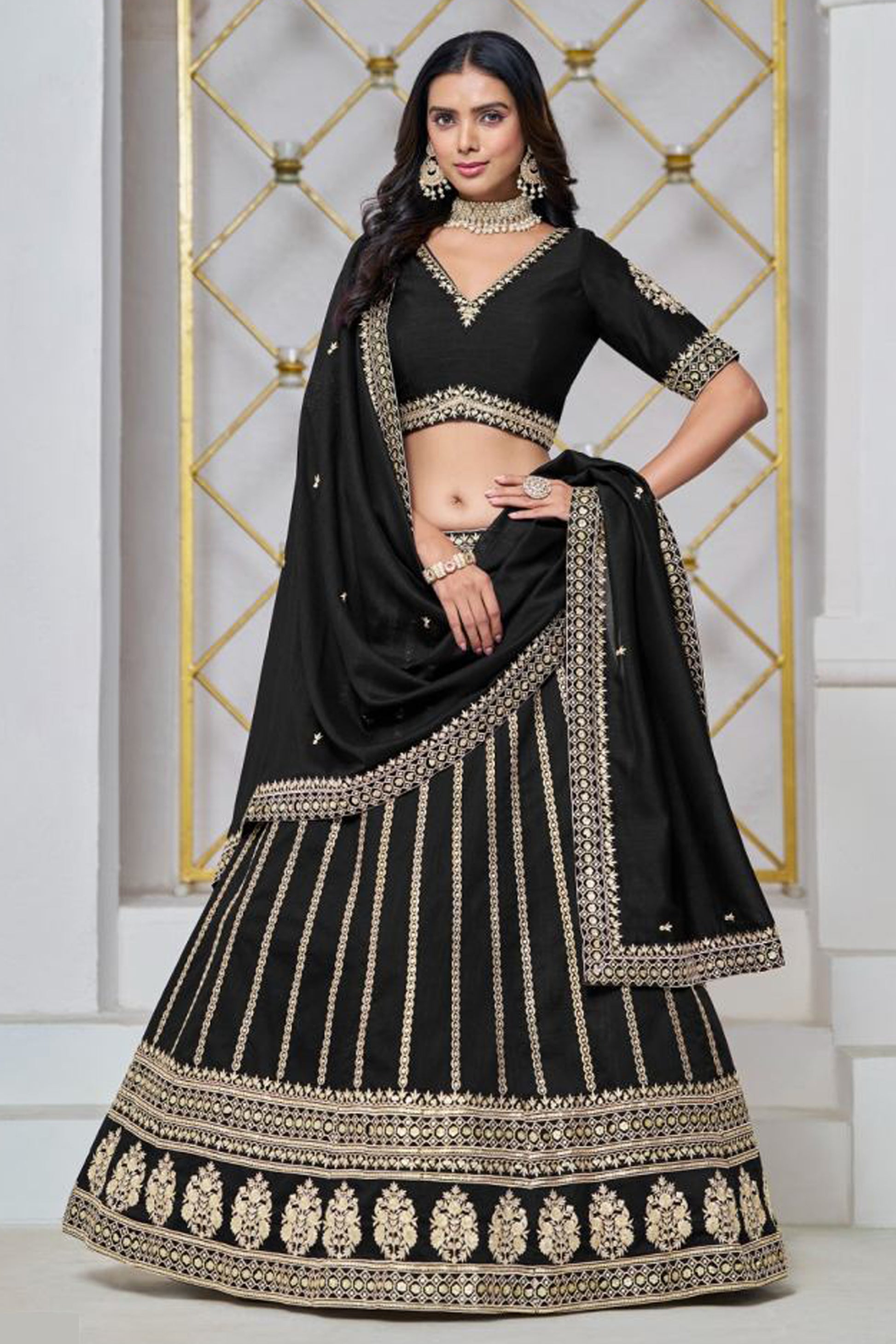 "Desi lehengas for American celebrations."
