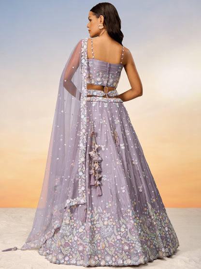 Light purple chiffon lehenga with embroidery and dupatta in Texas