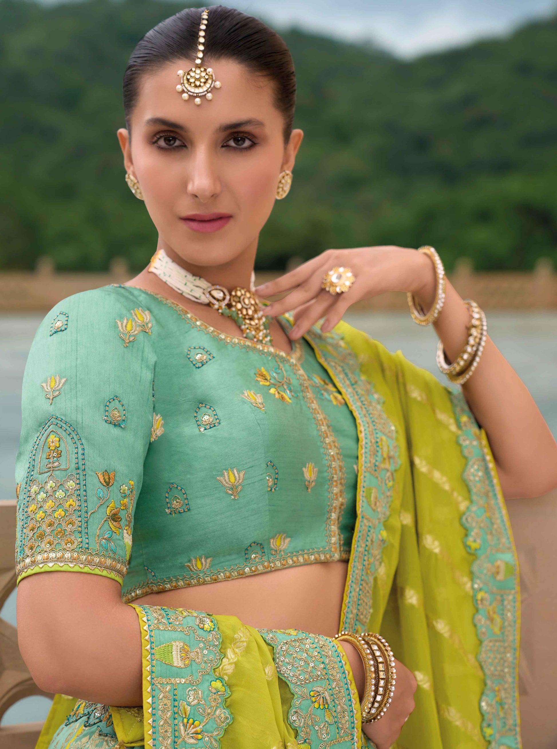 "Traditional lehengas for modern Indian Americans."
