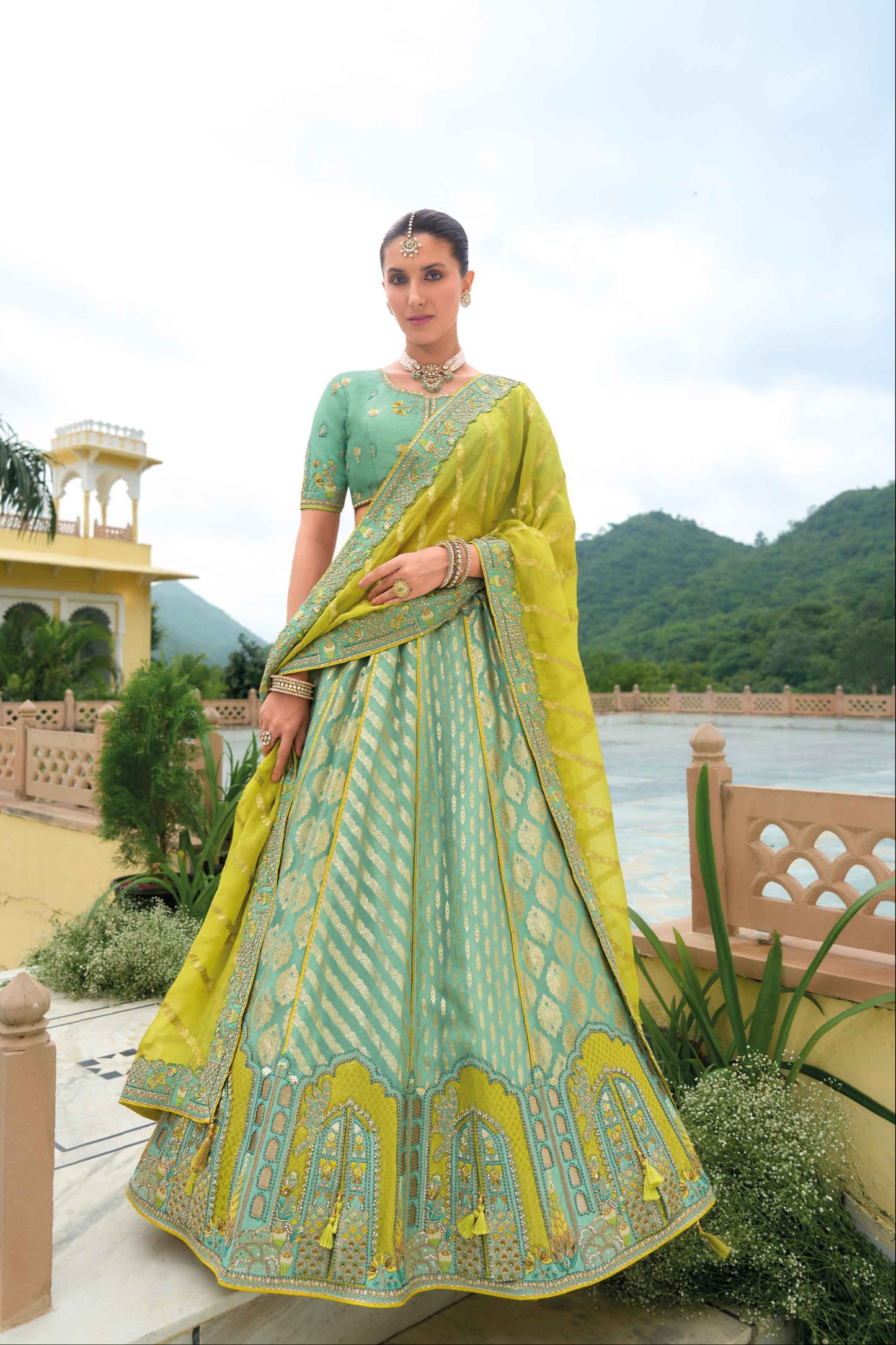 "Traditional lehengas for modern Indian Americans."

