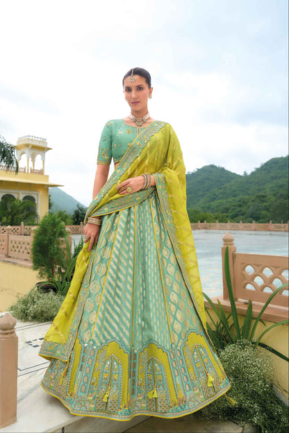 "Traditional lehengas for modern Indian Americans."
