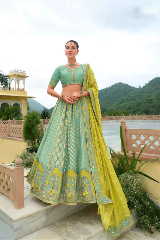 "Traditional lehengas for modern Indian Americans."
