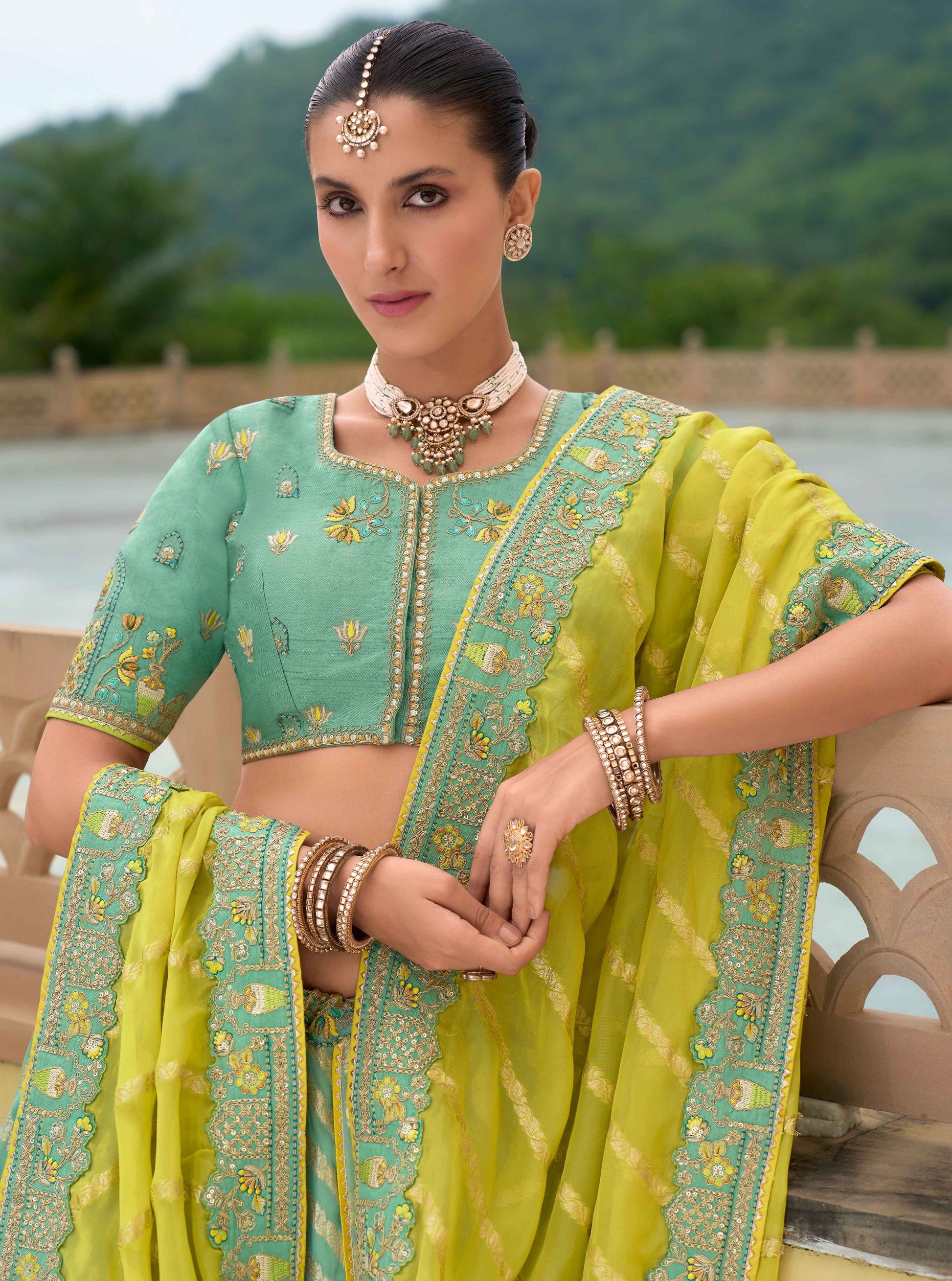 "Traditional lehengas for modern Indian Americans."
